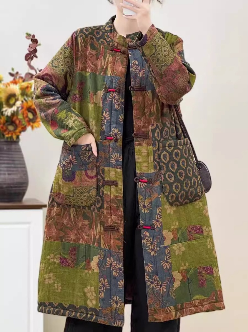 Winter Ethnic Fashion For Women - Ethnic Style Retro Floral Plate Cotton