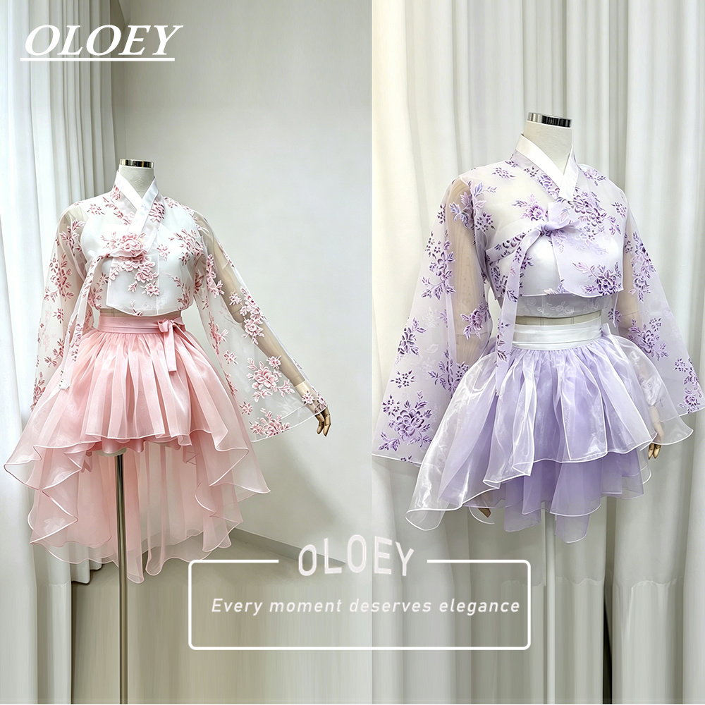 Hanbok Modern Set - OLOEY Modern Floral Print Short Concert