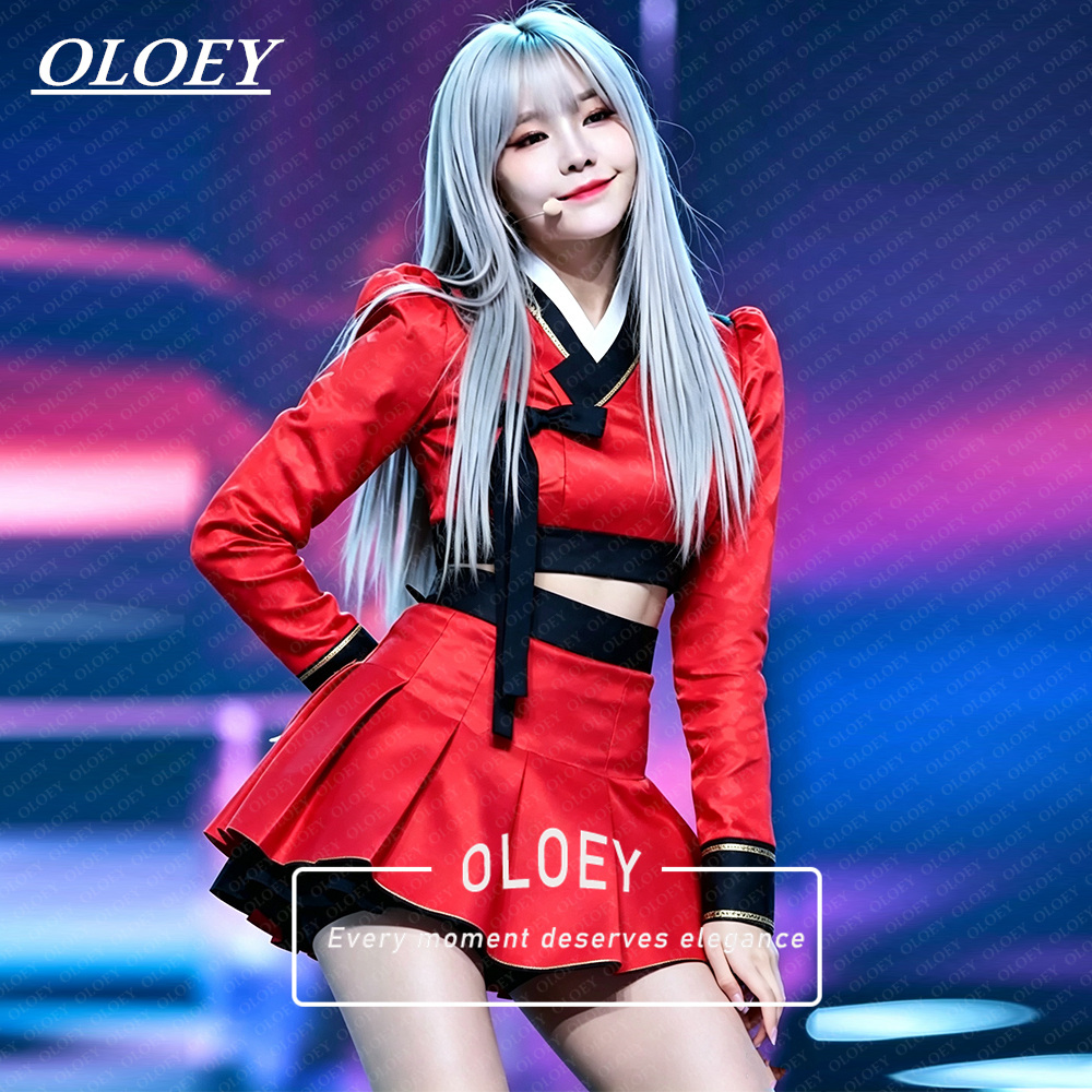 Hanbok Modern Set - OLOEY Modern Black Red Short Concert