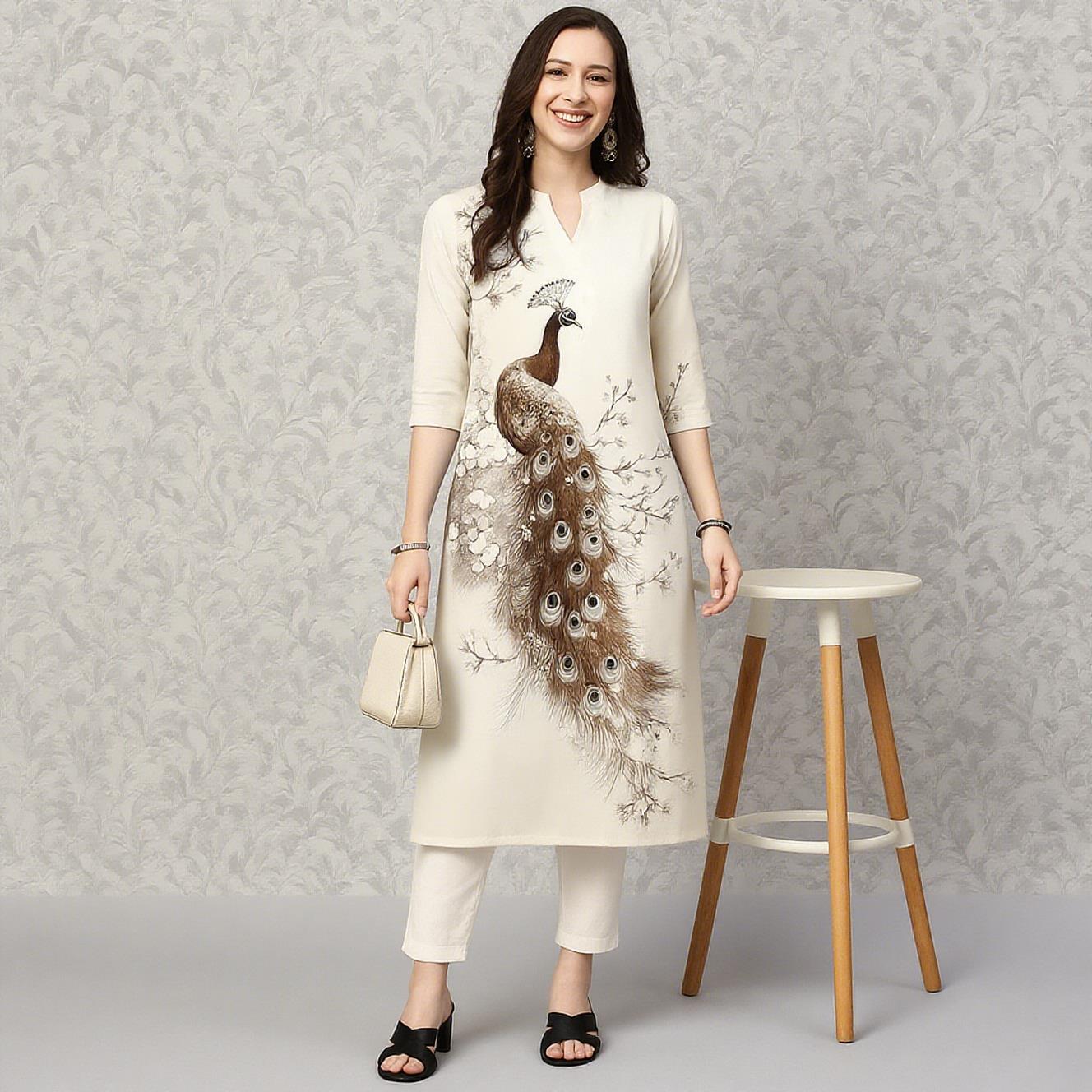 Peacock Women's Kurt Casual Fa - Ethnic Fashion Kurtis 评论和价格