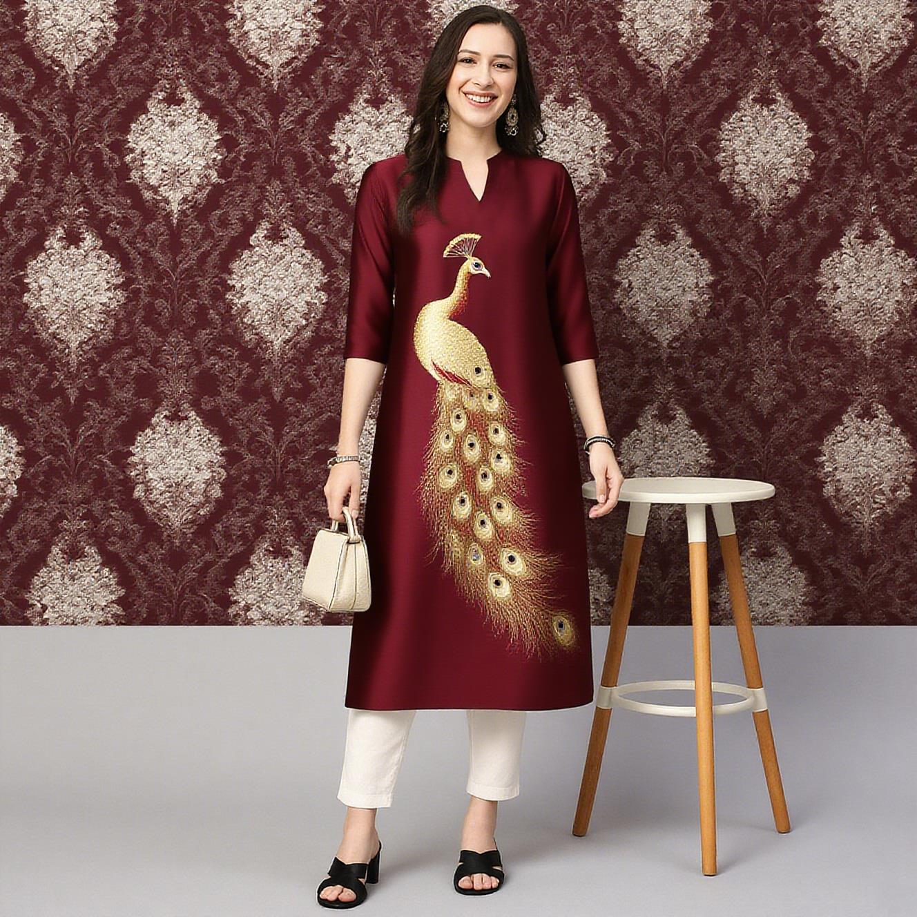 Peacock Women's Kurt Casual Fa - Ethnic Fashion Kurtis 评论和价格