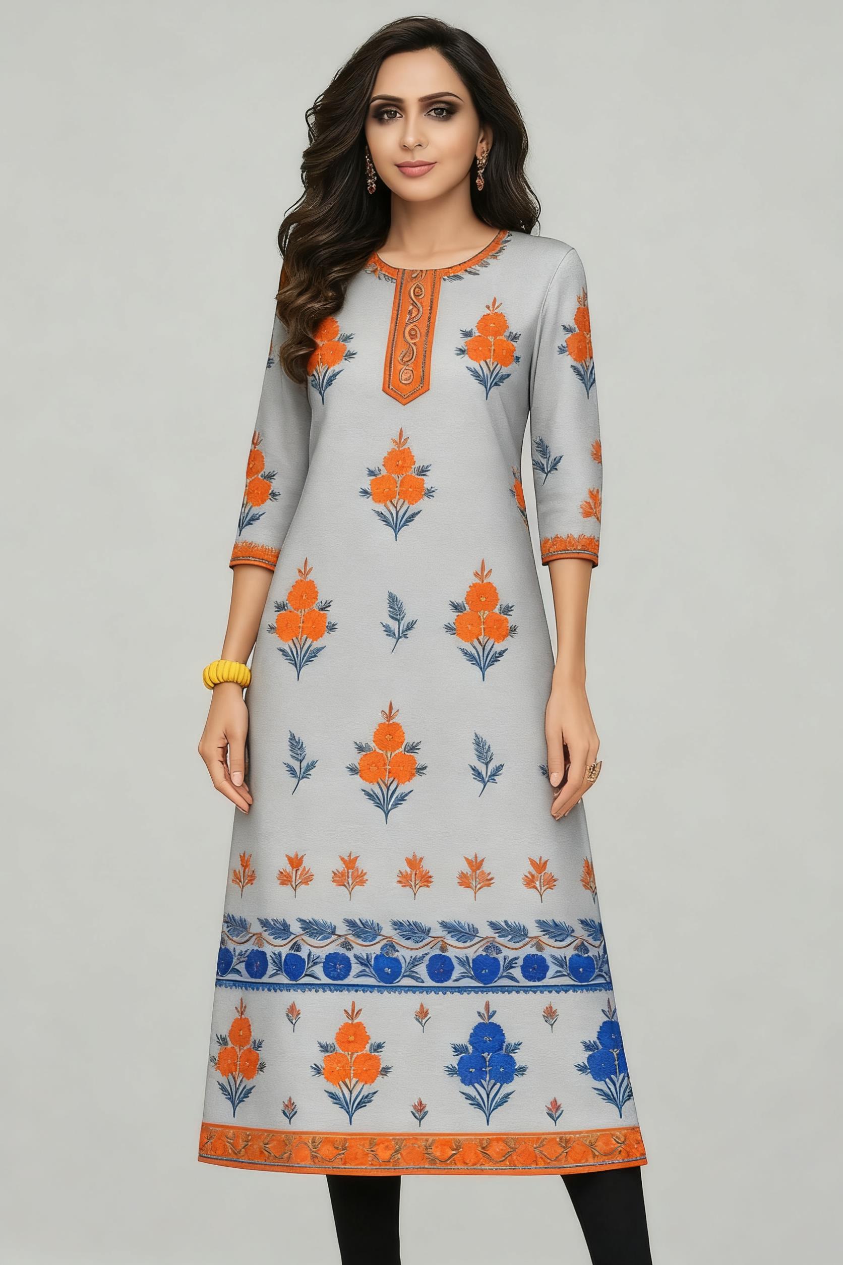 Muslim Kurt Flowers Women's Fa - Ethnic Fashion Kurtis 评论和价格