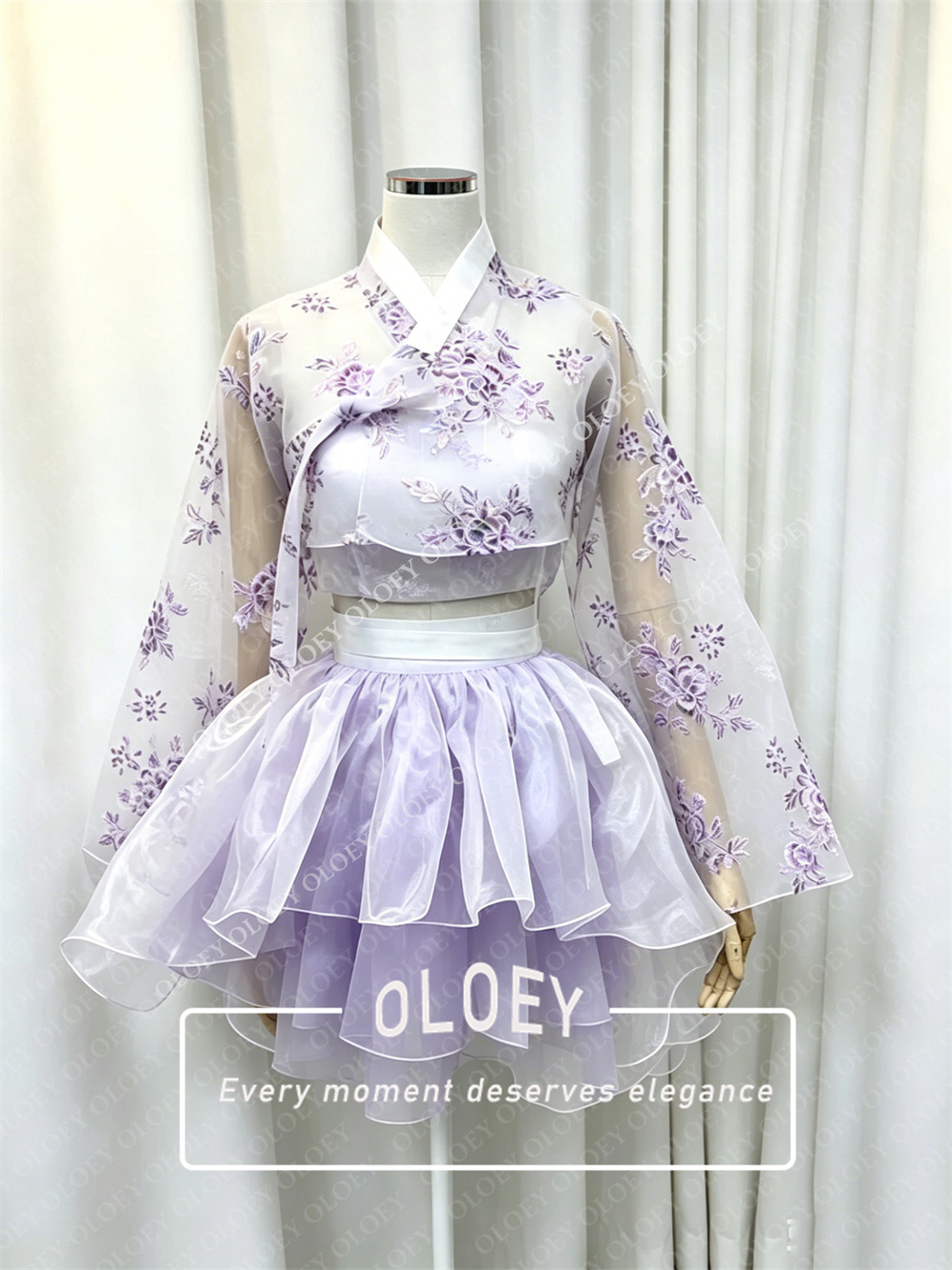 OLOEY Modern Floral Print Shor - Hanbok Modern Set 评论和价格