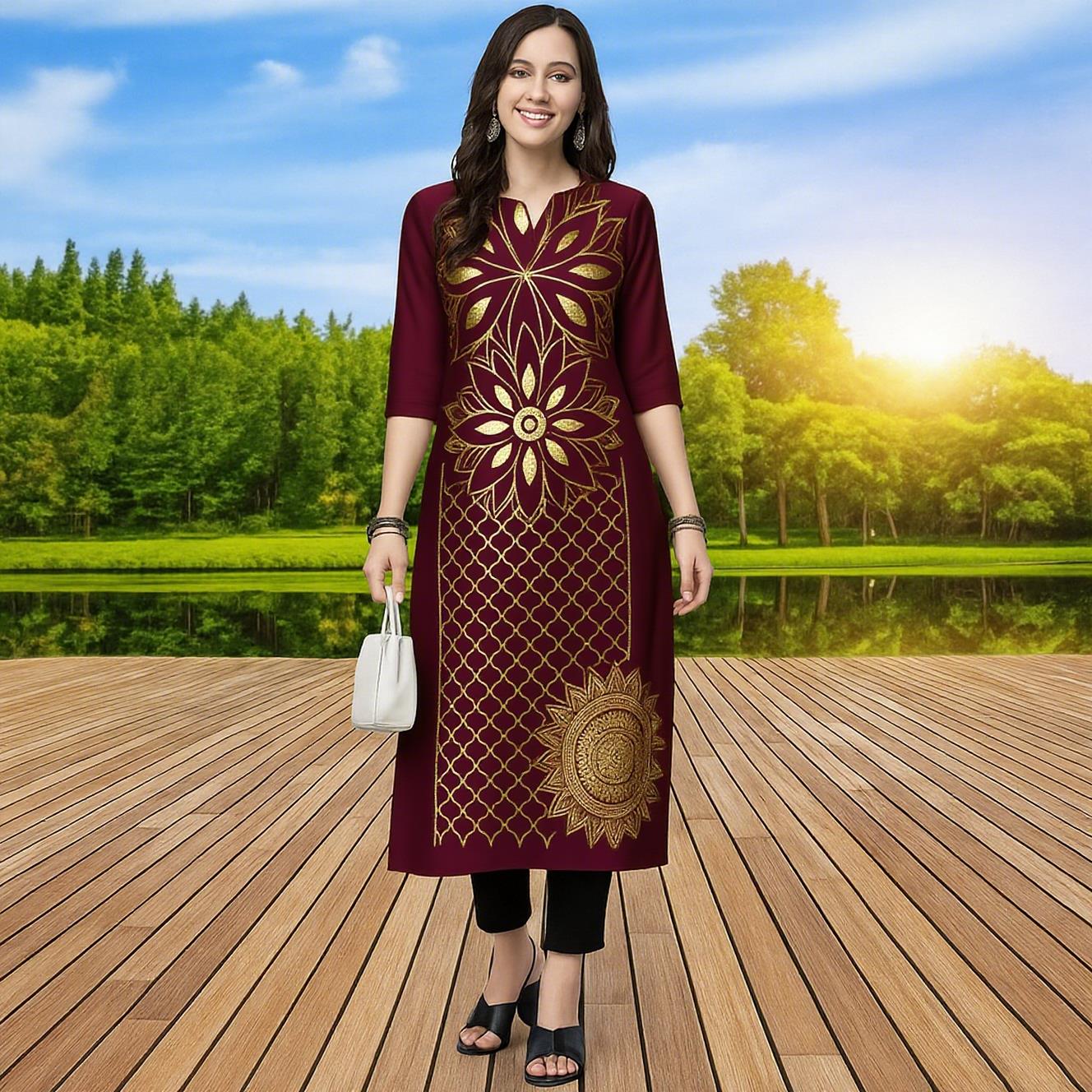 Muslim Kurtta Women's Fashiona - Ethnic Fashion Kurtis 评论和价格
