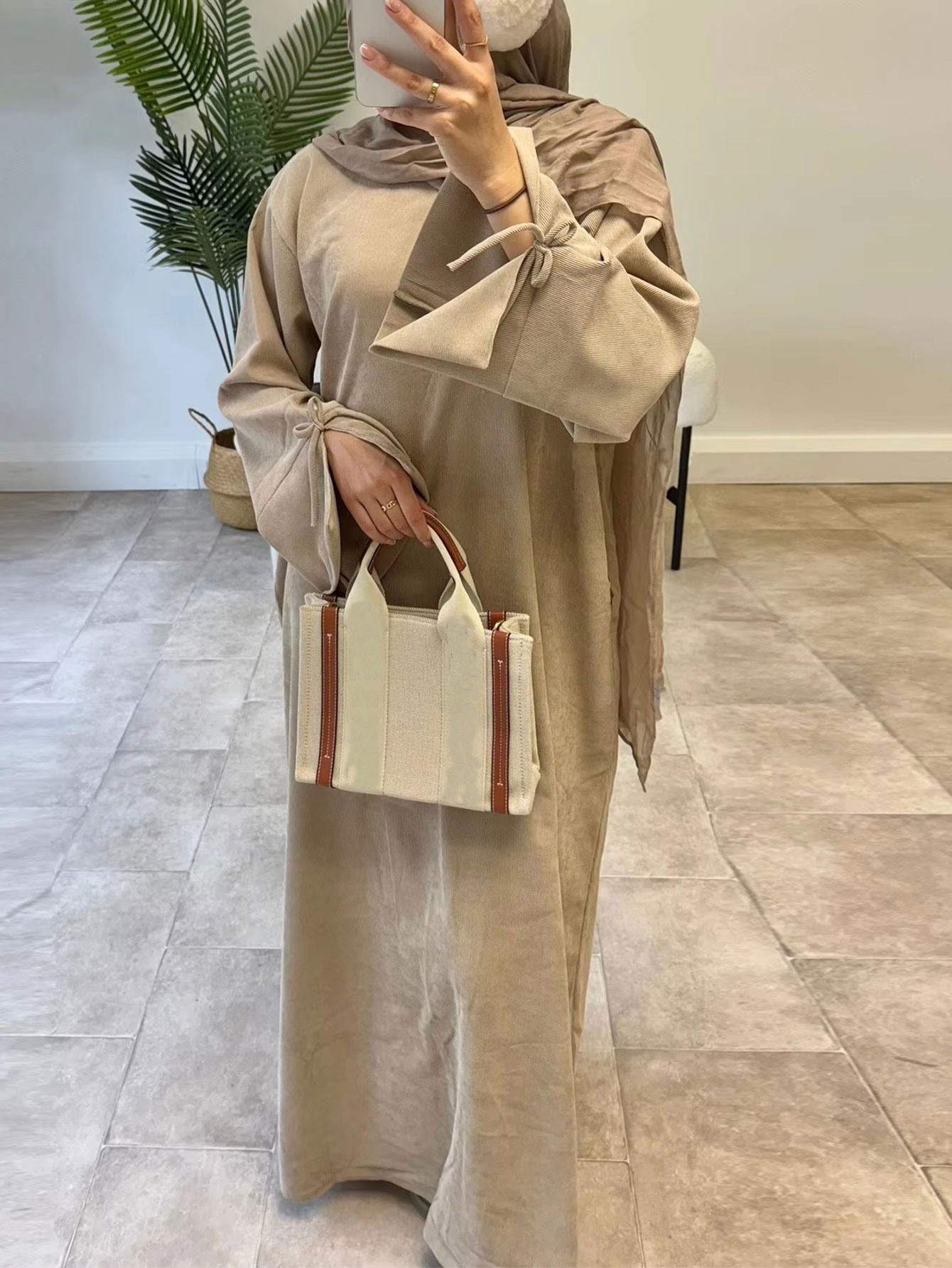 Ramadan Bow-knot Dubai Abaya D - Abaya Modest Wear 评论和价格
