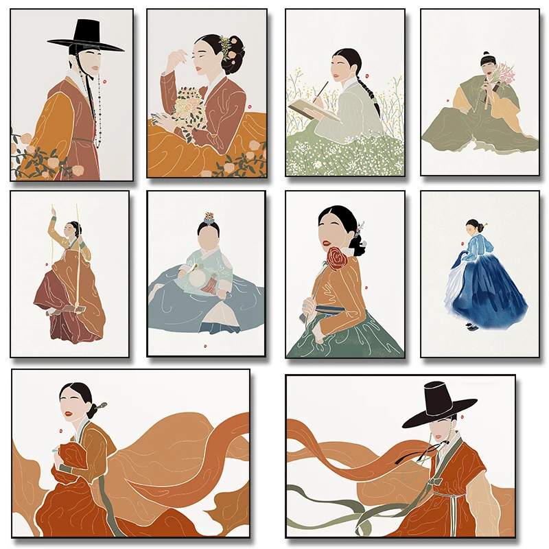 Korean Hanbok Boho Art Posters - Hanbok Modern Set 评论和价格