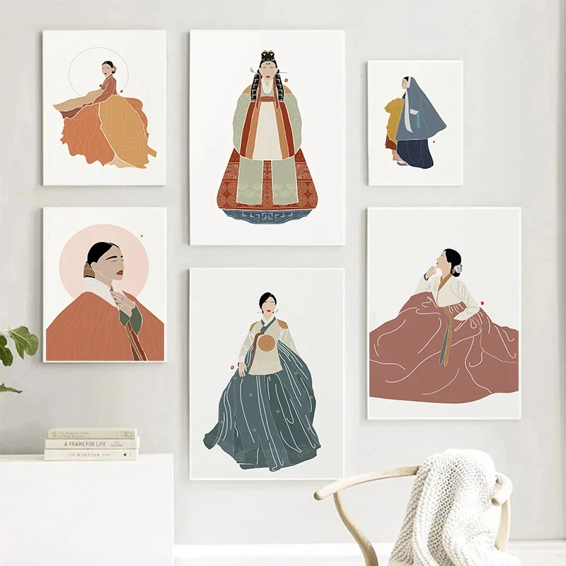 Korean Hanbok Boho Art Posters - Hanbok Modern Set 评论和价格